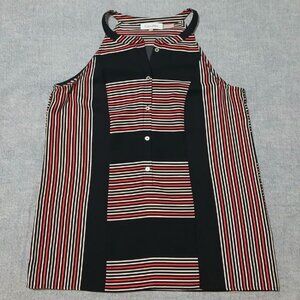 Calvin Klein Striped Sleeveless Top Black/Red/White XS